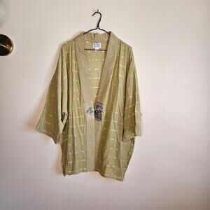 Vintage Veranda Wear Hand-Woven Art-To-Wear Cotton Jacket, Green, Sz L